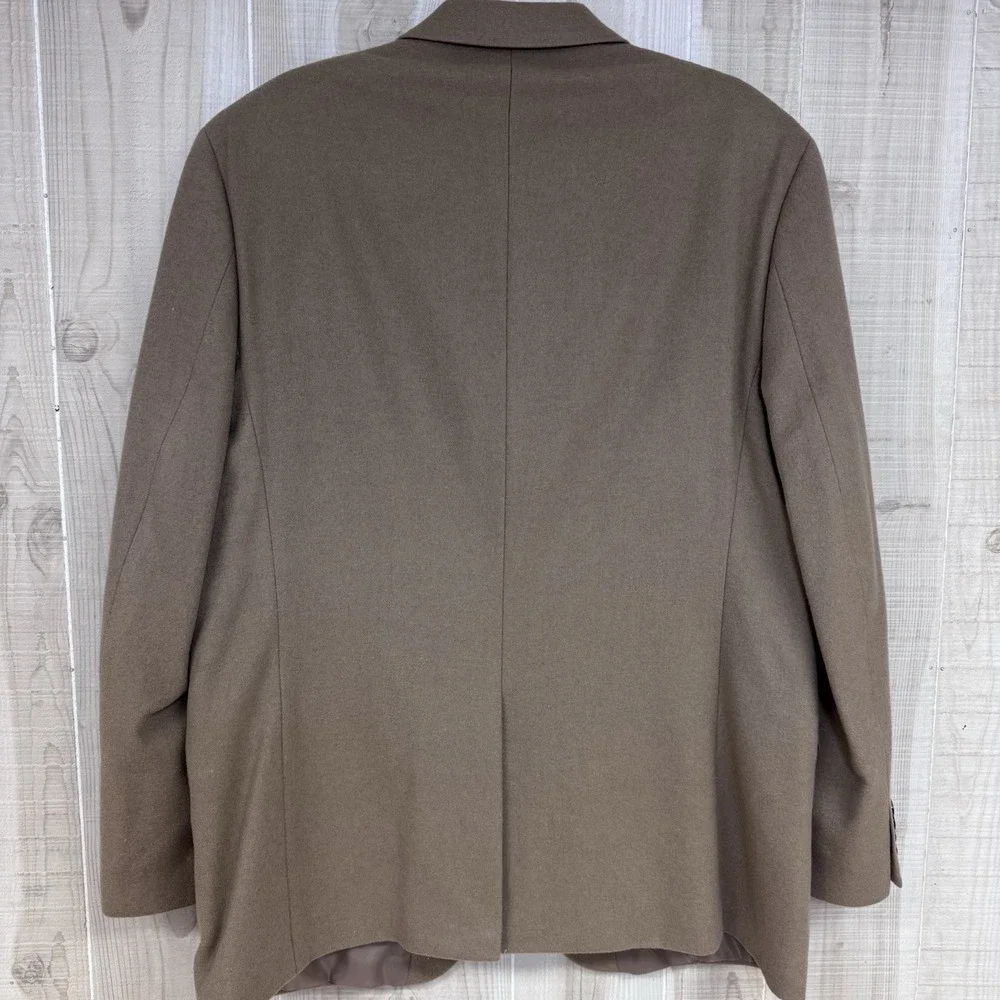 Lauren Ralph Lauren Blazer/Jacket Mens 46L Beige Solid Soft Cashmere Two Buttons